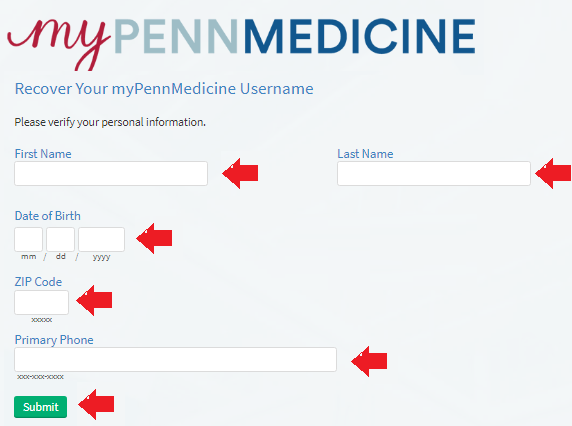 Recover Your myPennMedicine Username